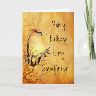 Tarjeta Cedar Waxwing Bird Grandfather Birday Card