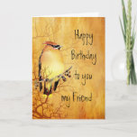 Tarjeta Cedar Waxwing Watercolor Friend Birday Card<br><div class="desc">Cálida pintura de acuarela de cobre de un Cedar Waxwing Bird l Birthday para tu Amigo</div>
