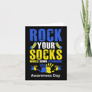 Tarjeta Celebra el síndrome de Down mundial rock your Sock