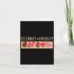 Tarjeta Celebra la diversidad de la camiseta que come carn