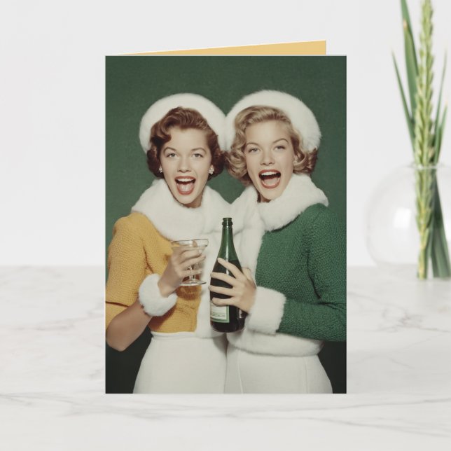 Tarjeta Celebración alegre de champán de invierno (Anverso)