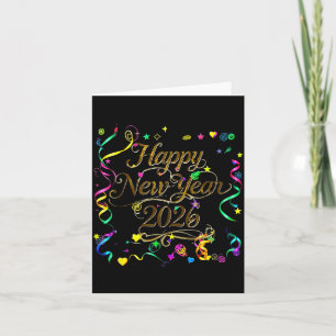Tarjeta Celebración Colorida de Año Nuevo Feliz 2026 Tygra