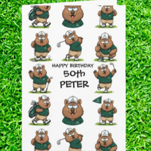 Tarjeta Celebración con tema de wombat jugando golf