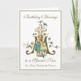 Tarjeta Celebración Cumpleaños Monjas Bendiciones Virgen M