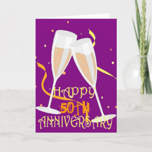 Tarjeta celebración de aniversario de bodas número 50 con