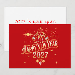 Tarjeta Celebración de Año Nuevo 2027 Feliz