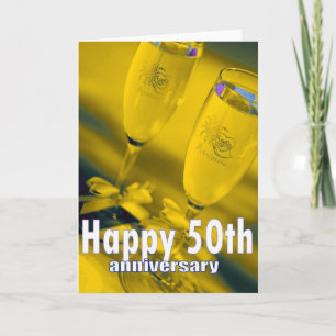 Tarjeta celebración de champán por aniversario de bodas nú