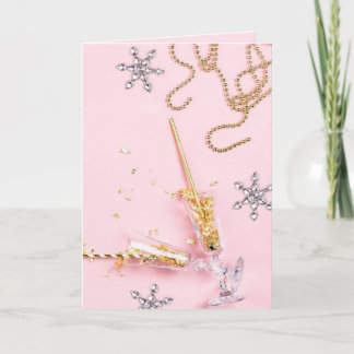 Tarjeta Celebración de champán rosa y dorado elegante