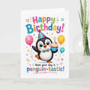 Tarjeta Celebración de cumpleaños adorable de pingüino