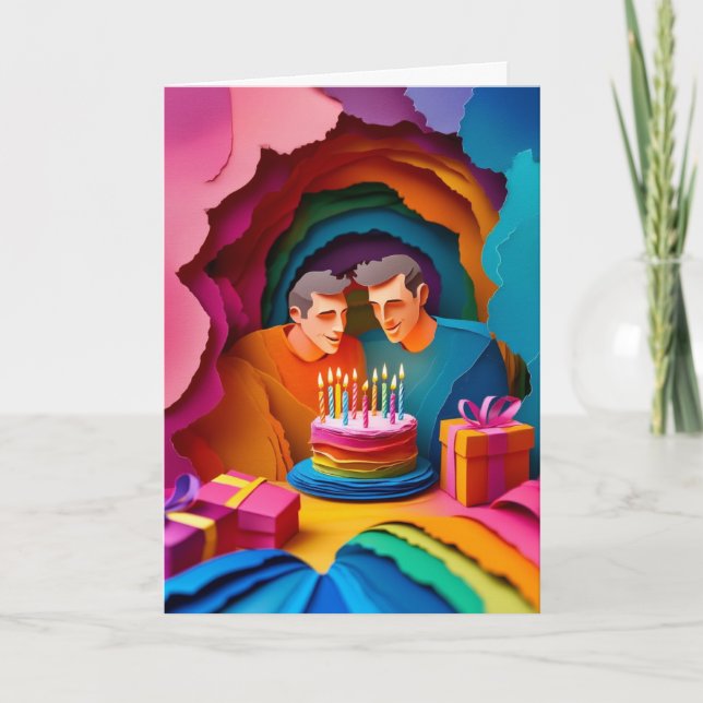 Tarjeta Celebración de cumpleaños con papel en capas (Anverso)