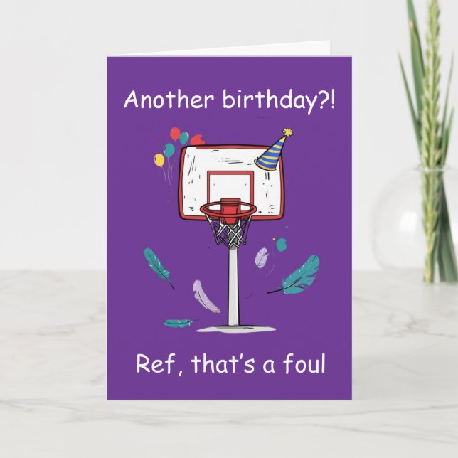 Tarjeta Celebración de cumpleaños de baloncesto por falta  (Anverso)