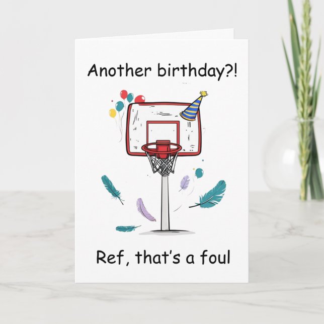 Tarjeta Celebración de Cumpleaños de Baloncesto por Falta (Anverso)