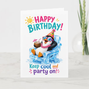 Tarjeta Celebración de Cumpleaños del Pingüino Tropical Co
