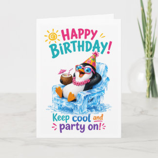 Tarjeta Celebración de Cumpleaños del Pingüino Tropical Co