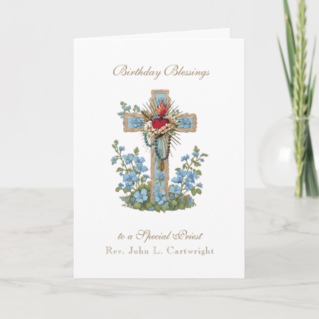 Tarjeta Celebración de Cumpleaños del Sacerdote Bendicione (Anverso)