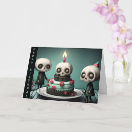 Tarjeta Celebración de cumpleaños fiesta pastel esqueleto