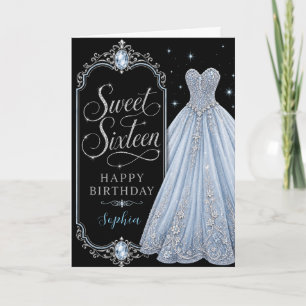 Tarjeta Celebración de Cumpleaños Sweet 16 Joya Azul Hielo