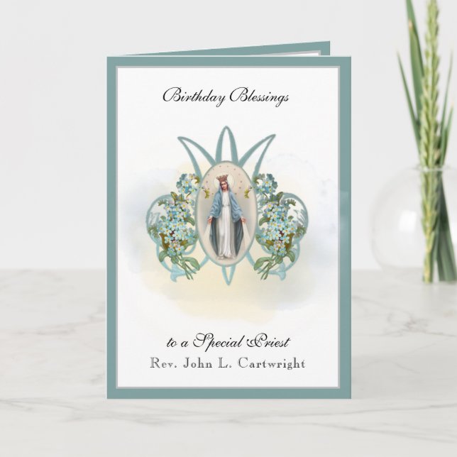 Tarjeta Celebración de Cumpleaños Virgen María Religiosa E (Anverso)