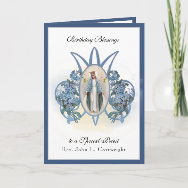 Tarjeta Celebración de Cumpleaños Virgen María Religiosa E (Anverso)