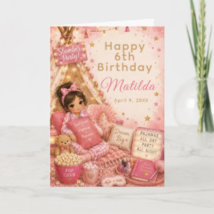 Tarjeta Celebración de fiesta de pijamas rosa