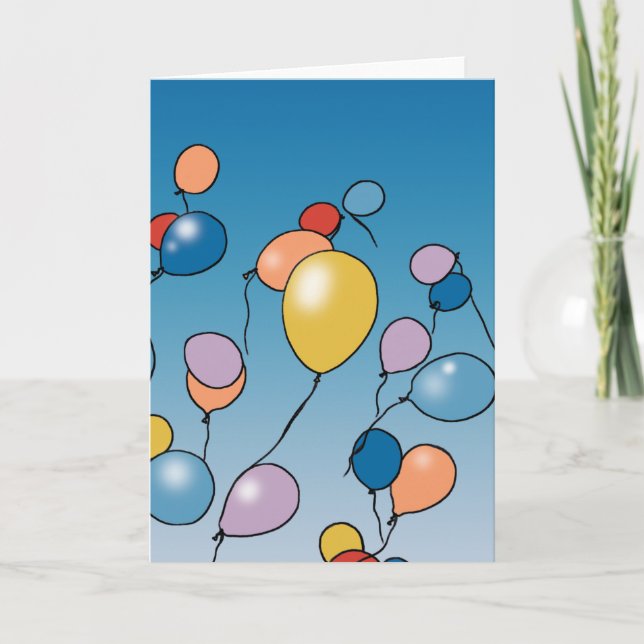 Tarjeta Celebración de globos de cumpleaños feliz (Anverso)