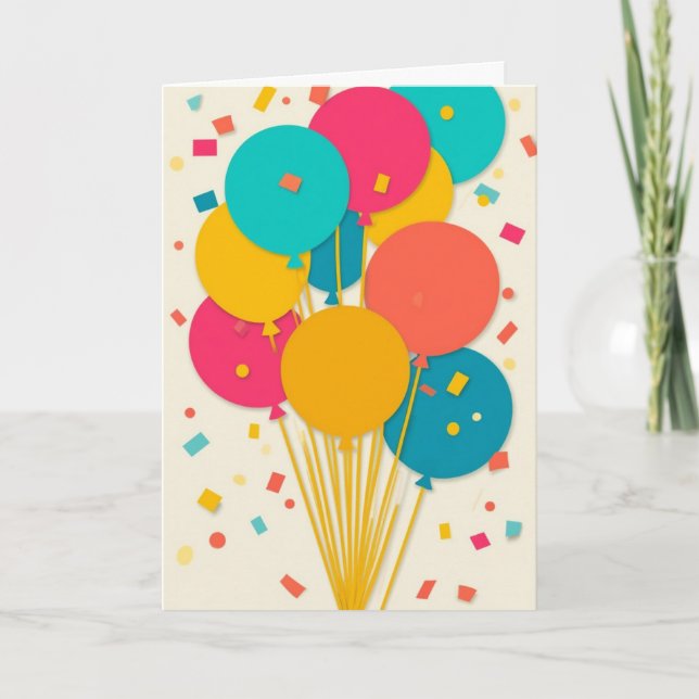 Tarjeta Celebración de Globos Vibrantes (Anverso)