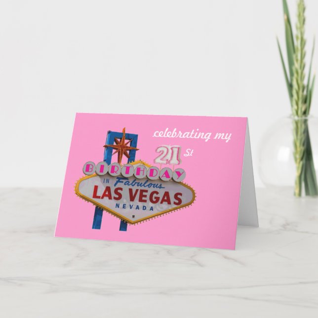 Tarjeta celebración de mi 21ro cumpleaños en Las Vegas (Anverso)