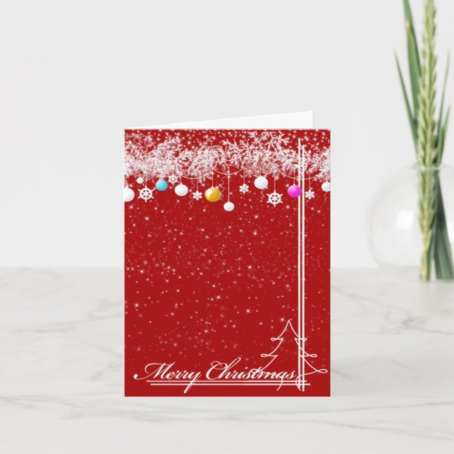 Tarjeta Celebración de Navidad en Rojo y Blanco (Anverso)