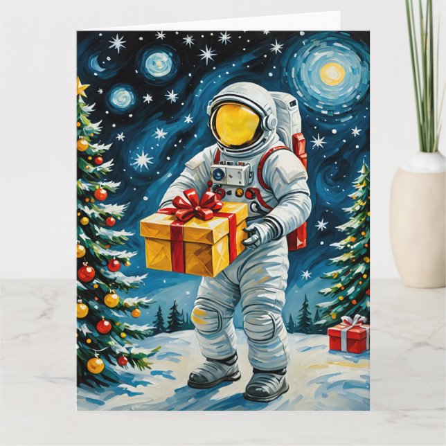 Tarjeta Celebración de Navidades astronautas (Anverso)