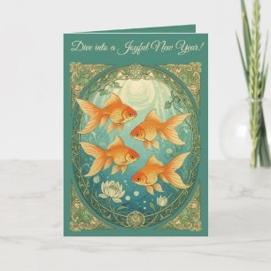 Tarjeta Celebración de Nowruz con peces dorados Grace