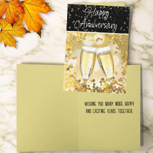 Tarjeta Celebración de pareja de aniversario Champán flaut