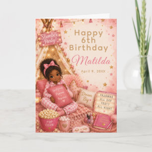 Tarjeta Celebración de pijamada rosa