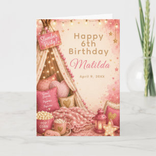 Tarjeta Celebración de pijamada rosa