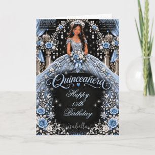 Tarjeta Celebración de Quinceañera Azul Hielo