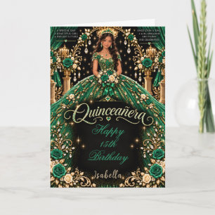 Tarjeta Celebración de Quinceañera Verde Esmeralda