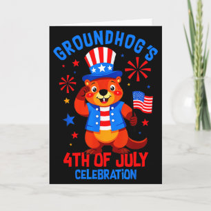 Tarjeta Celebración del 4 de julio de las marmotas Patriót
