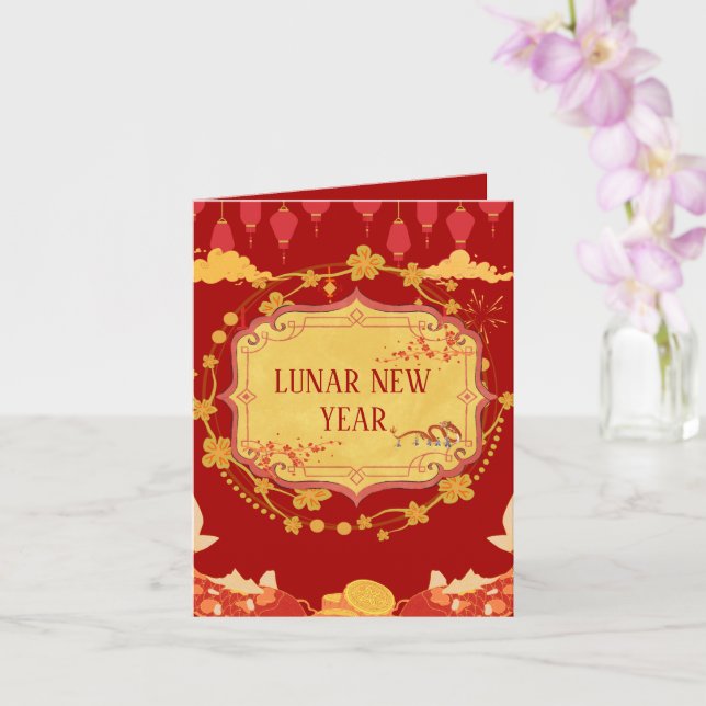 Tarjeta Celebración del Año Nuevo Lunar: Una noche de aleg (Orquídea)