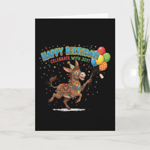 Tarjeta Celebración del cumpleaños de burro feliz