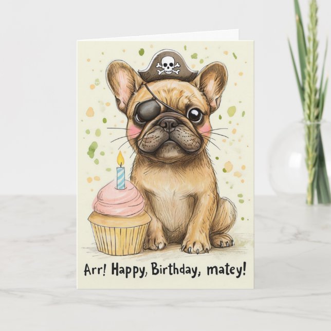 Tarjeta Celebración del cumpleaños del Bulldog francés pir (Anverso)