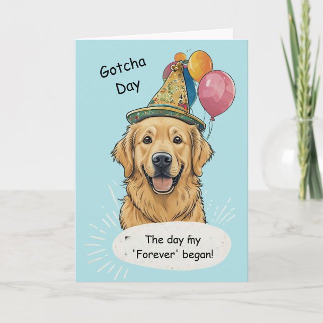 Tarjeta Celebración del Día de la Adopción del Golden Retr (Anverso)
