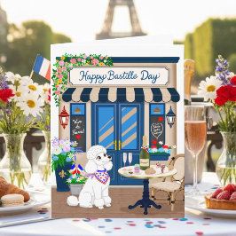 Tarjeta Celebración del Día de la Bastilla en el Café del 