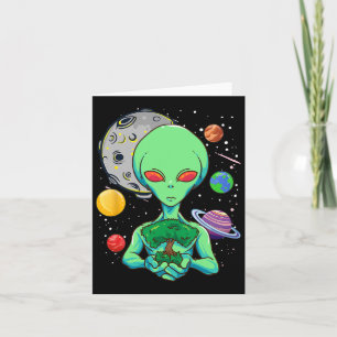 Tarjeta Celebración del Día Del Espacio Cosmic Alien Tree