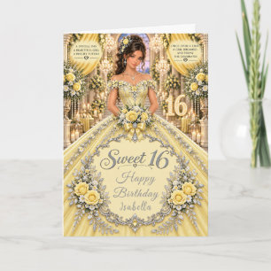 Tarjeta Celebración del Dulce 16 Amarillo