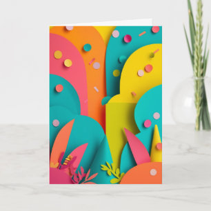 Tarjeta Celebración del jardín de confeti vibrante