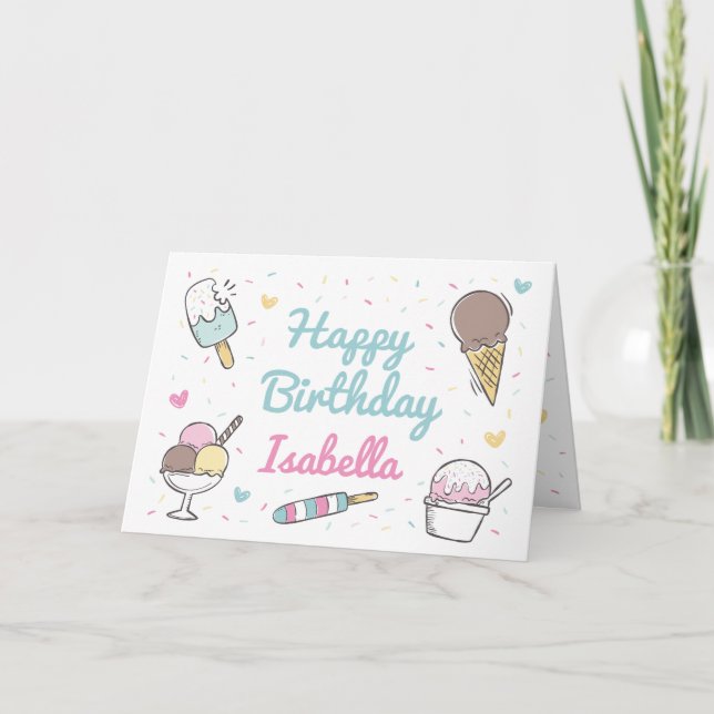 Tarjeta Celebración Dulce de Helado Feliz Cumpleaños (Anverso)