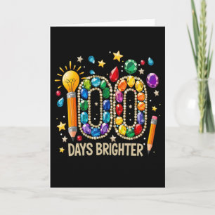 Tarjeta Celebración Escolar de Gemas Coloridas 100 Días Má