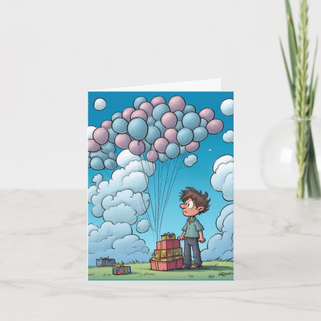 Tarjeta Celebración, globo, tema de cumpleaños (Anverso)