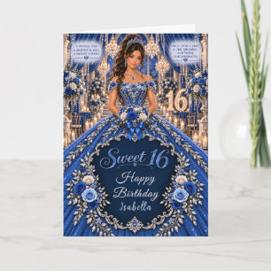 Tarjeta Celebración Real Azul de Sweet 16