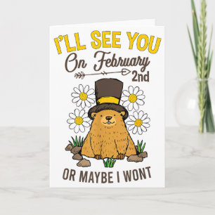 Tarjeta Celebración vintage del Día de la Marmota 2 de feb
