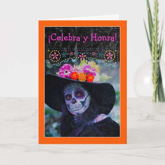Tarjeta Celebración y honor del Día de los Muertos en espa (Anverso)